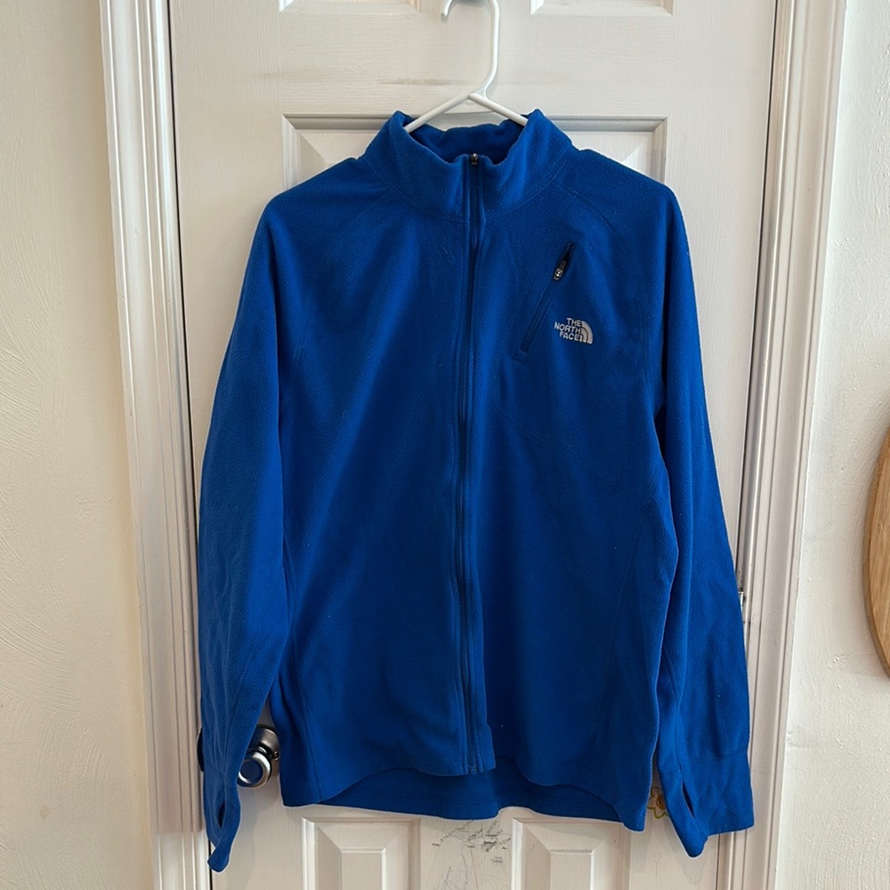 The North Face Blue Thin Fleece Jacket Full-Zip Athletic Design - Picture 1 of 2